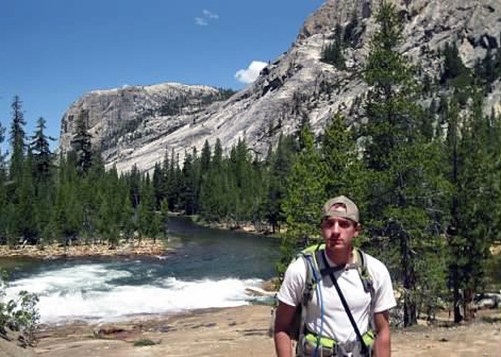 Andrew on the trail to Waterwheel Falls  in Glen Aulin, Yosemite.  June 2013